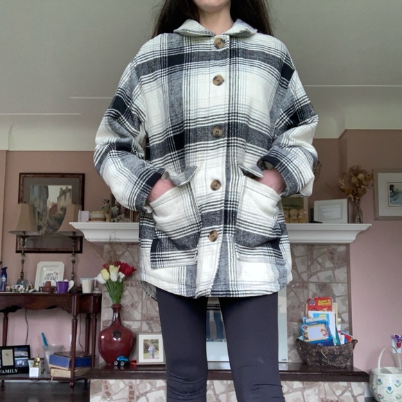 Ardene Wool Blend Fleece Lined Plaid Shacket - Picture 4 of 8